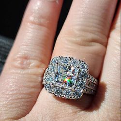 **VALENTINE'S DAY SALE** 2.5 Carat Princess Cut Moissanite Rhodium Plated Sterling Silver Ring.