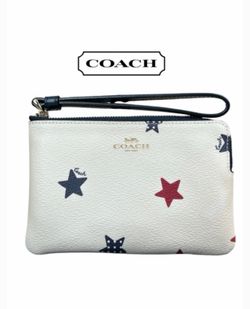 Coach Corner Zip Wristlet With American Star Chalk 4574