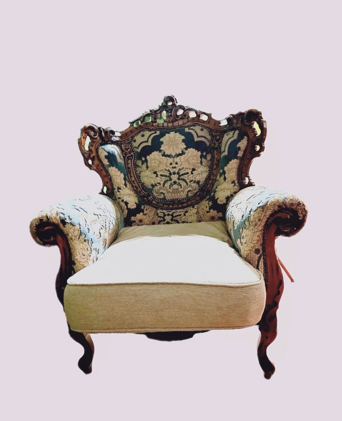 Italian Baroque Upholstered Bergère Chair Reproduction 