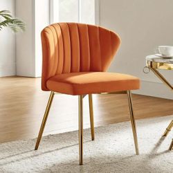 New in Box - mid century modern orange and gold accent chair / dining chair