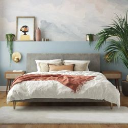 King upholstered platform bed