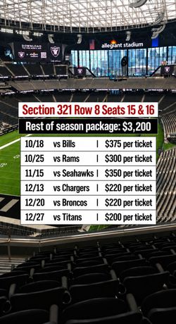 Las Vegas Raiders 2026 Tickets (2 Seats)