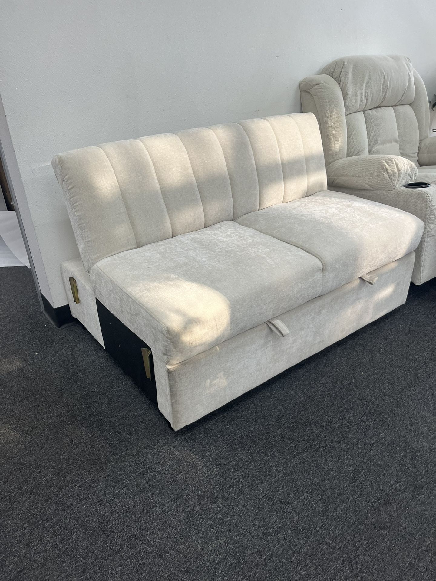 Sofa Coach Pull Out Sofa Bed - Fabric Beige