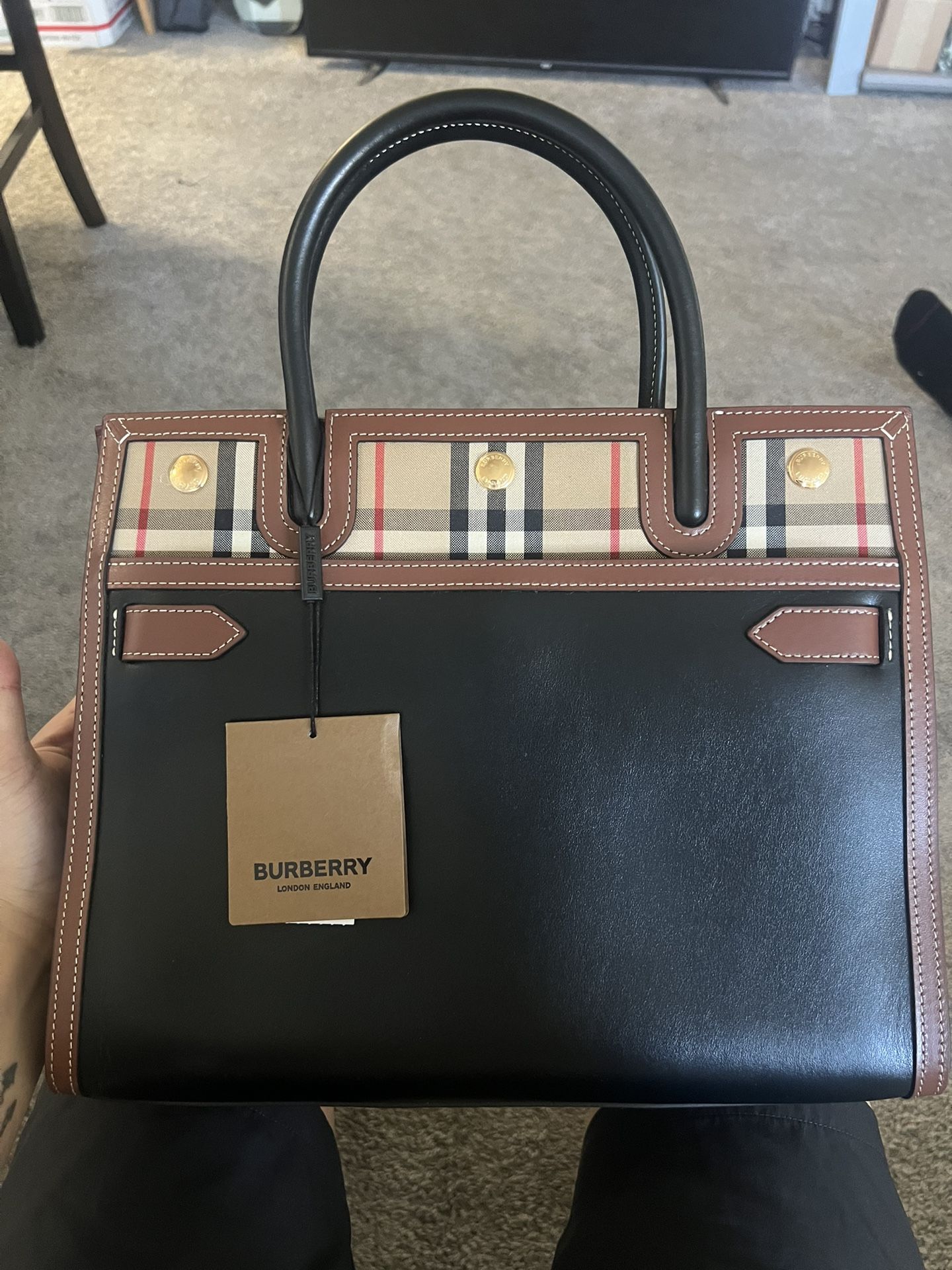 Burberry Leather Top Handle Bag