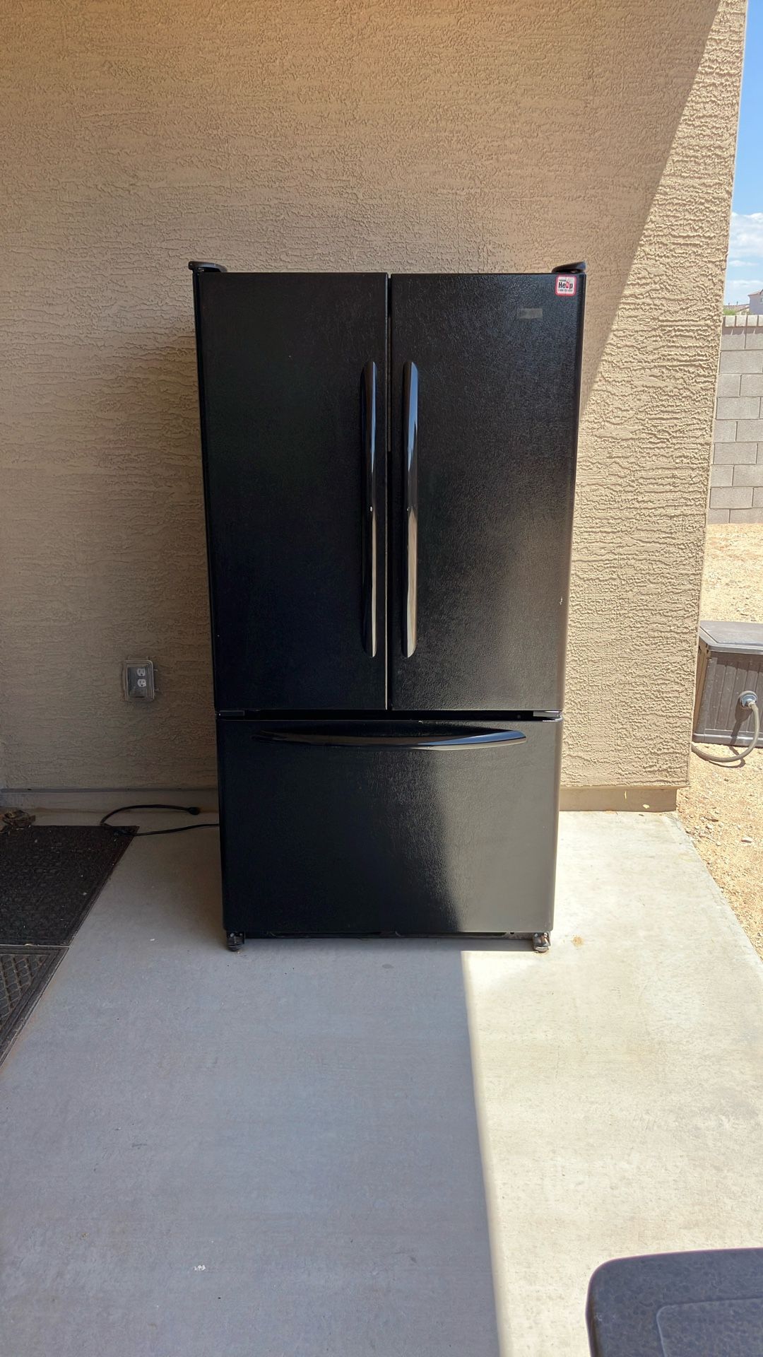 Black Double Door Refrigerator With Bottom Drawer Freezer