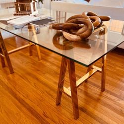 Glass Top Gold Desk