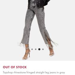 Topshop Rhinestone Fringed Straight Leg jeans 