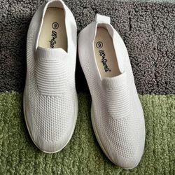 Women's White Mesh Slip On Sneakers Size9