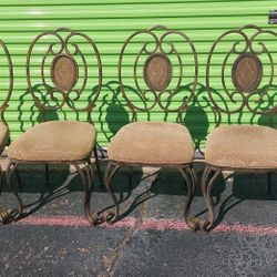 Set Of 4-Metal And Cloth Dining Side Chairs