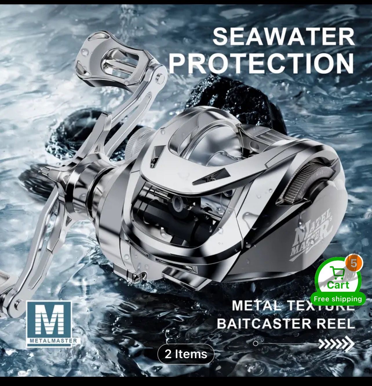 2- Matel Master Chrome Casting Reels NEW