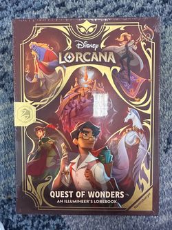 Disney D23 Expo Lorcana Quest of Wonders illumineers lore book with promo card