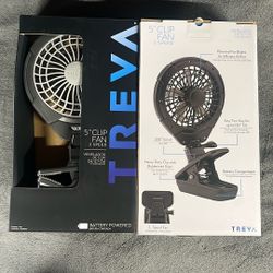 Treva 5 Inch Two Speed Battery & USB Powered Clip On Fan - Slim and Portable Cooling Travel Fan