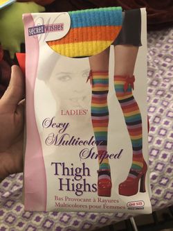 Striped thigh highs