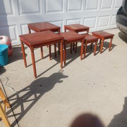 6 wooden nesting tables