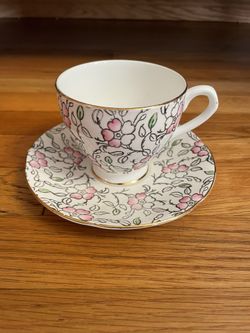 Bone China English Castle Teacup And Saucer