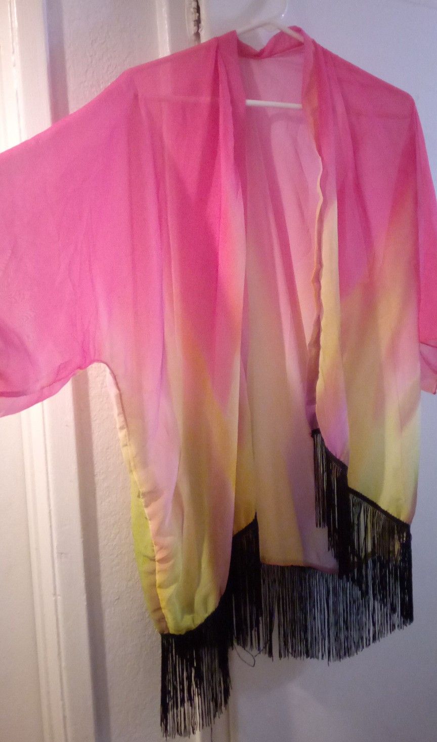 Beautiful Multi Colored Fringe Kimono Shawl