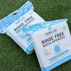 Scrubzz Rinse-Free Bath Sponges | 2-Pack (50 Total) | No-Rinse Travel Bathing