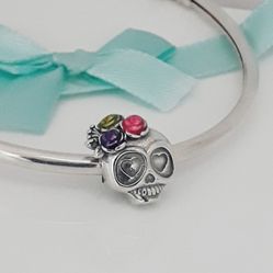 S925 Mexican Sugar Skull Dia De La Muerte Charm Pandora Compatible