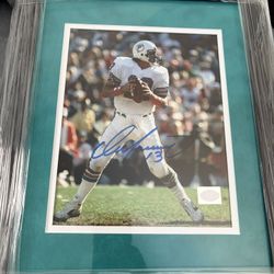 Miami Dolphins Dan Marino Signed And Professionally Framed 8 X 10 Photograph