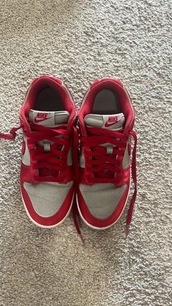 Nike Dunk Low "Satin UNLV" (Women's) in Varsity Red and Medium Grey