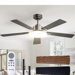 Passky Ventiladores de techo con luces, ventilador de techo elegante de 52 pulgadas con luz y control remoto, 3CCT, regulable, reversible, silencioso,