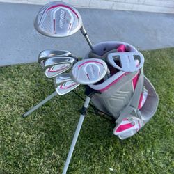 TOP FLITE Junior Golf Set Pink/Gray Bag Stand Driver Putter Irons