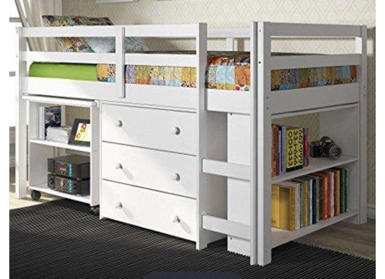 Twin loft bed/desk/chaste/bookshelf