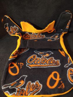 Dog Coat Oriole Orange Clothes NBL Baltimore Baseball Jacket Velcro Orange Fleece