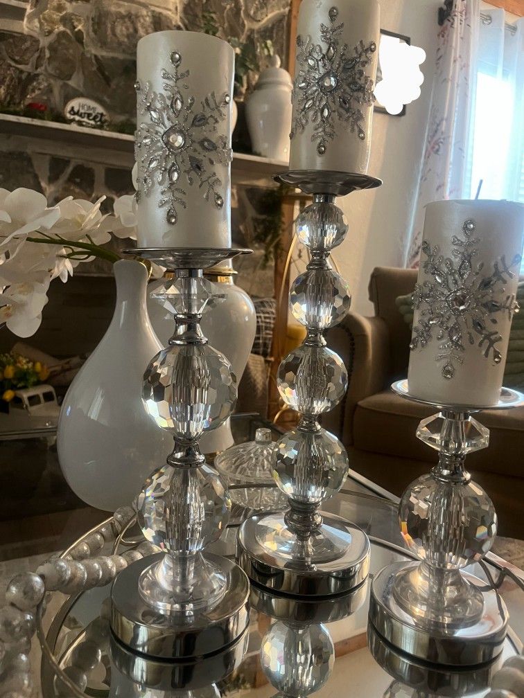 Crystal Candle Holder With Candles