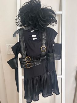 Womens Black Edward Scissorhands XS Halloween Costume with Wig