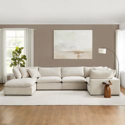 Aiden & Ivy Sereen 6-piece Fabric Modular Sectional, Cream