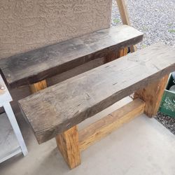 2 solid built heavy duty wooden Benches ect