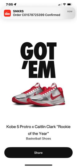 Kobe 5 Caitlin Clark rookie of the year,, size 12