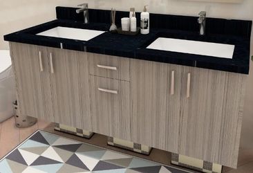Discount Lynchburg 60" Silver Gray Bathroom Vanity Base Only