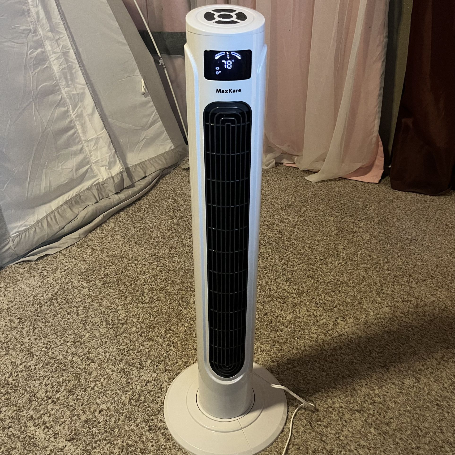 MaxKare 36" Tower Fan 75° Oscillating Fan 60dB Quiet Cooling Fan with Remote Control, 3 Speeds, 3 Wind Modes, Timer, LED Display, Standing Fan for Bed