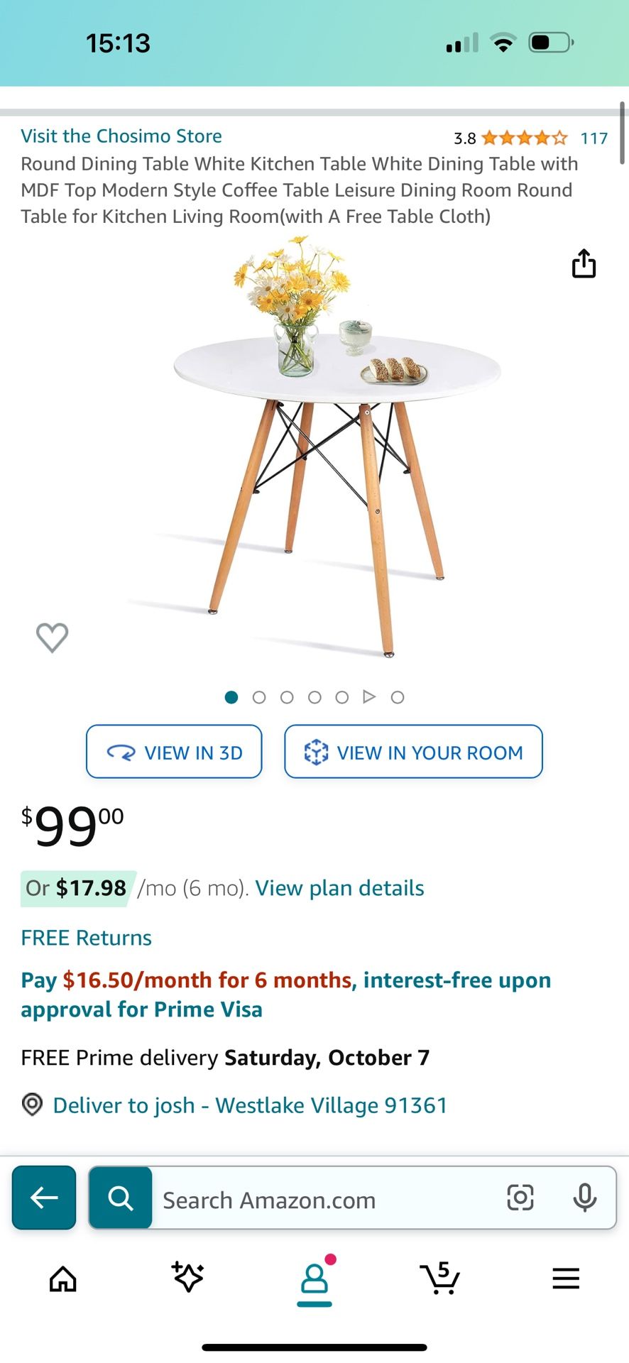 Round White Dining Table