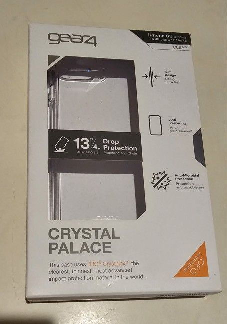 Gear4 ZAGG Crystal Palace Case for iPhone SE 2022/SE (2nd Gen) & iPhone 8/7/6s/6 – Advanced Impact Protection, Integrated D3O Technology, (Brand New)