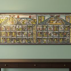 Ethiopian Story Panel Painting – Solomon & Sheba  Monumental Folk Art | Hand-Painted | 30” x 74”