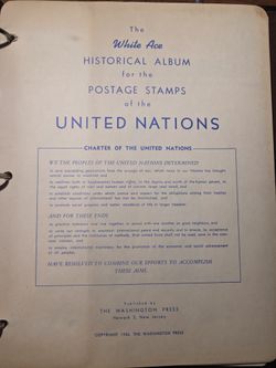 White Ace United Nations Stamp Album + Stamps