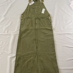New Women Nasty Gal Overall Dress Suspender Dungaree Dress Denim Khaki size 6