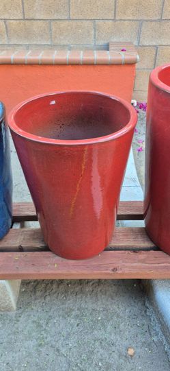 Large Red Glazed Ceramic Planter