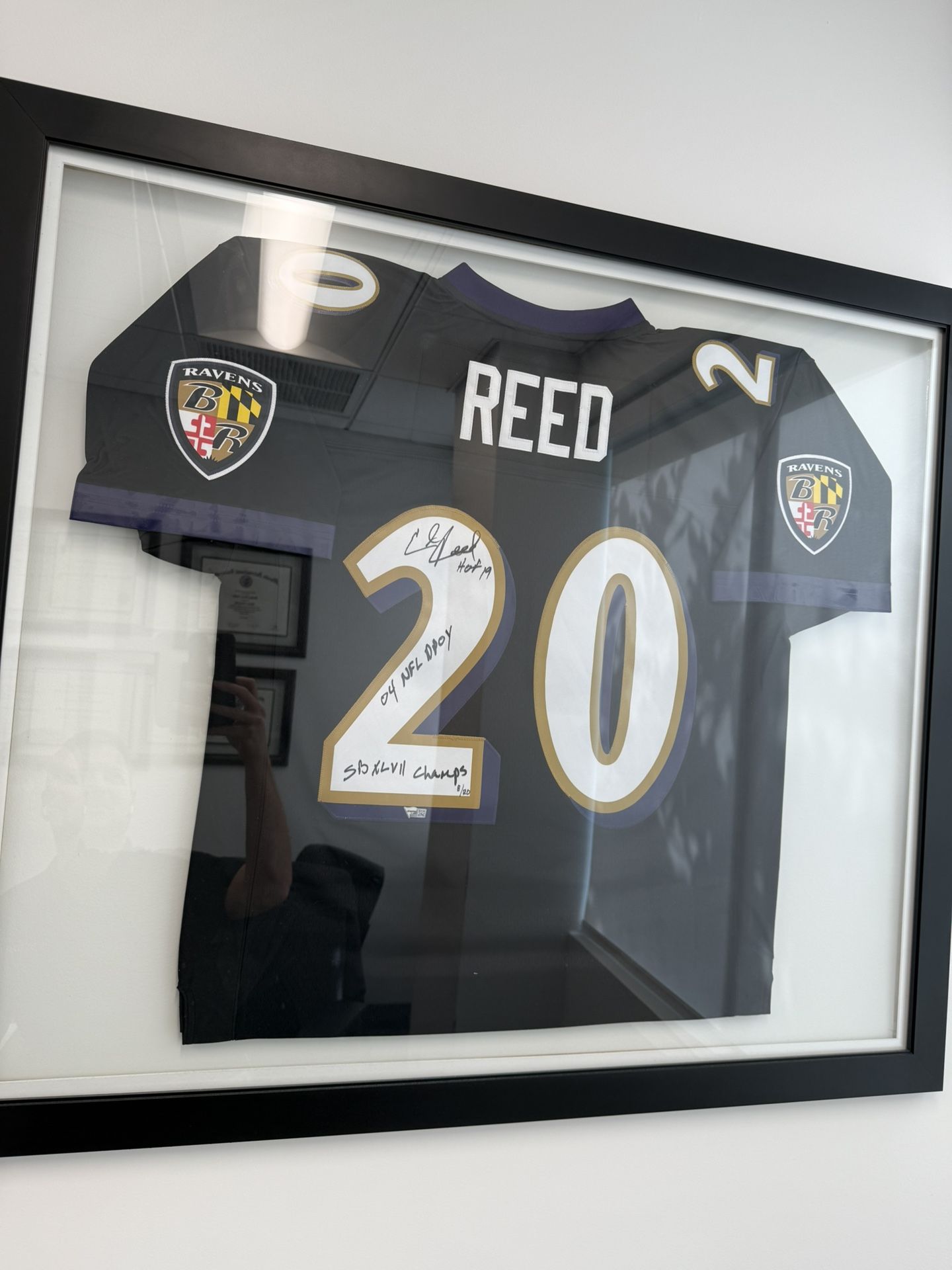 Ed Reed Baltimore Ravens AUTO Replica Jersey 8/20 FRAMED