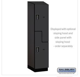 Salsbury 18" Wide Double Tier 'S' Style Designer Wood Locker - 1 Wide - 6 Feet High - 21 Inches Deep - Black - Black Electronic Locks