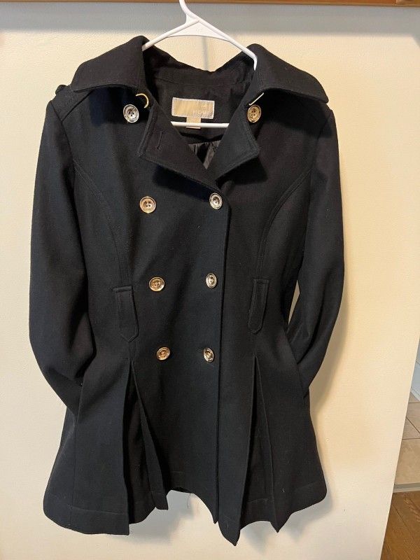 New NWT Michael Kors Dark Grey Women's Wool Blend Coat Jacket Belt Peacoat Winter  Size 10