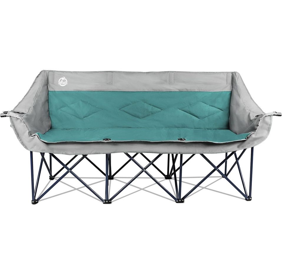 Northroad 3 Person Camping Chair, Oversized Outdoor Lawn Loveseat Chair 900 Lbs, Heavy Duty, Padded Folding Chairs, for Adults, Soccer Chair, w/Cup & 