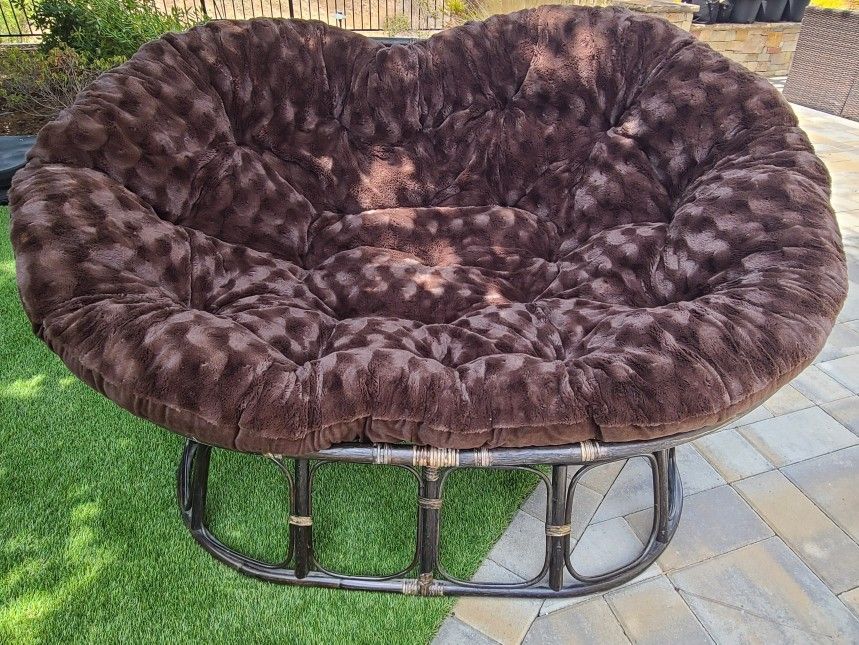 Rattan Double Papasan Chair Frame & Cushion, Espresso for Sale in San Jose, CA OfferUp