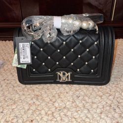 Badgley Mischka Letter Lock Crossbody With Bombe And Pearls 