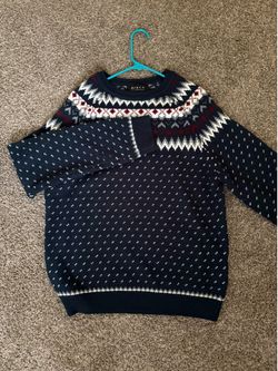 21 Men- Navy Crewneck Sweater with White and Red Accents
