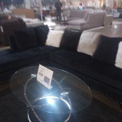 Nice Black Velvet Sectional ( Ask For Jose)