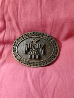 Native Bird design Brass Belt Buckle